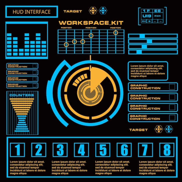 Futuristic blue virtual graphic touch user interface