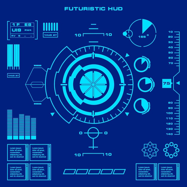 未来的な青い仮想グラフィックタッチユーザーインターフェイス