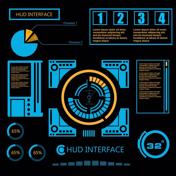 Vector futuristic blue virtual graphic touch user interface