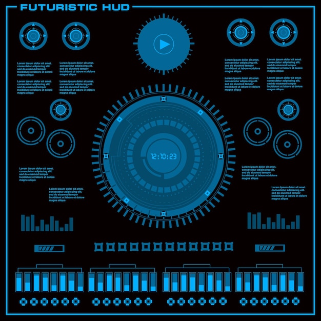 Interfaccia utente futuristica di tocco grafico virtuale blu