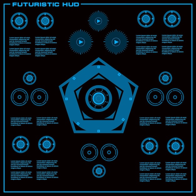 Футуристический синий виртуальный графический сенсорный пользовательский интерфейс
