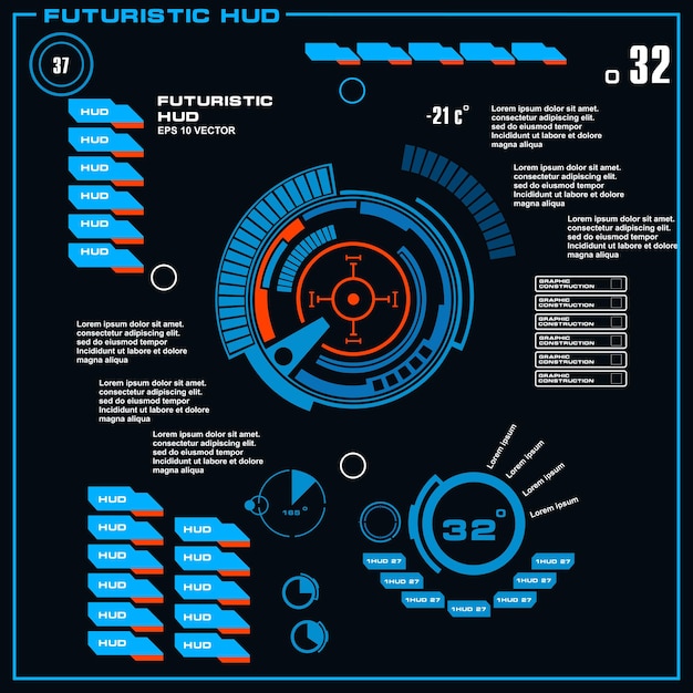 Футуристический синий виртуальный графический сенсорный пользовательский интерфейс