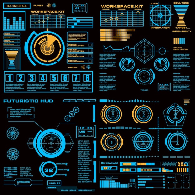 Futuristic blue virtual graphic touch user interface