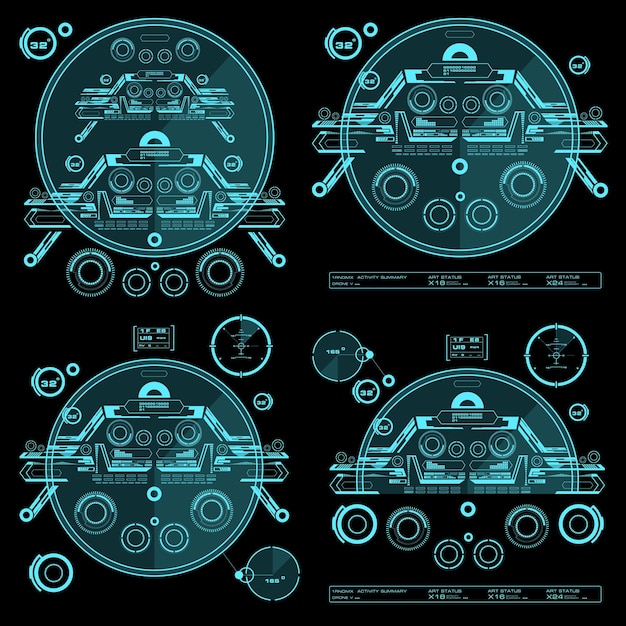 Interfaccia utente futuristica di tocco grafico virtuale blu