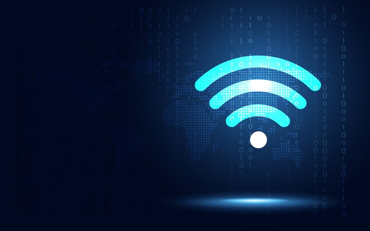 Futuristic blue wireless connection background