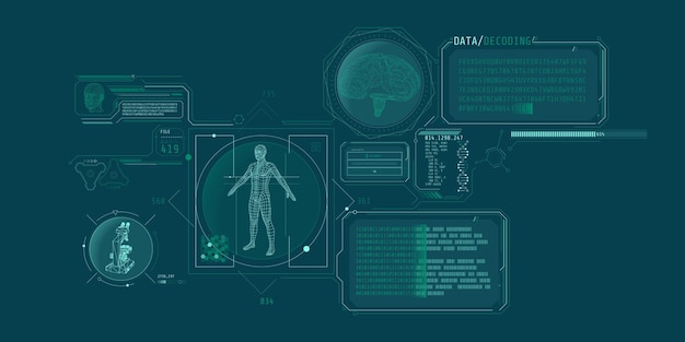 Футуристический интерфейс программы исследования мозга с декодированием данных