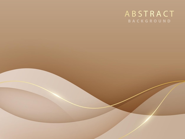 Futuristic brown gradient abstract background with shadow waves and luxurious golden lines