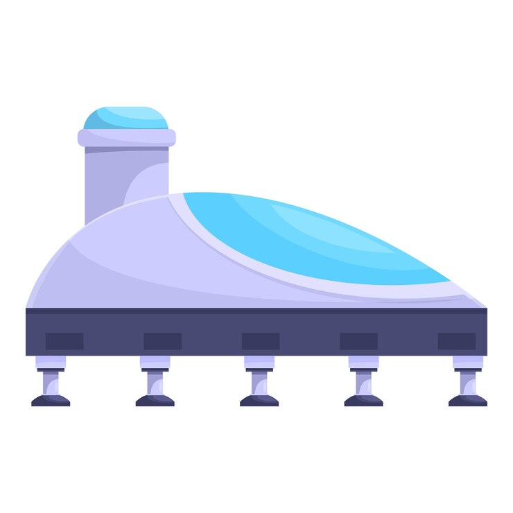 Vector futuristic building with glass roof for space colonization project