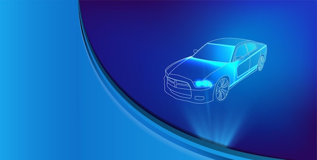 Futuristic car service scanning and auto data analysis intelligent car banner