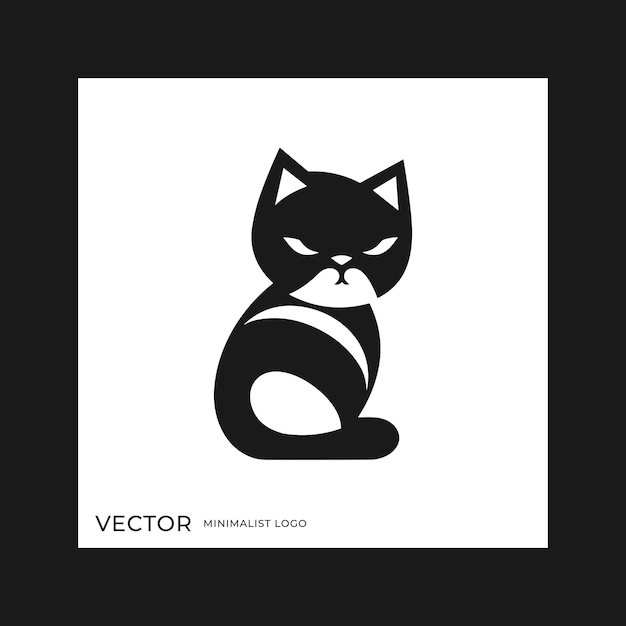 Vector futuristic cat logo with clean and minimalist style simple negative space logogram