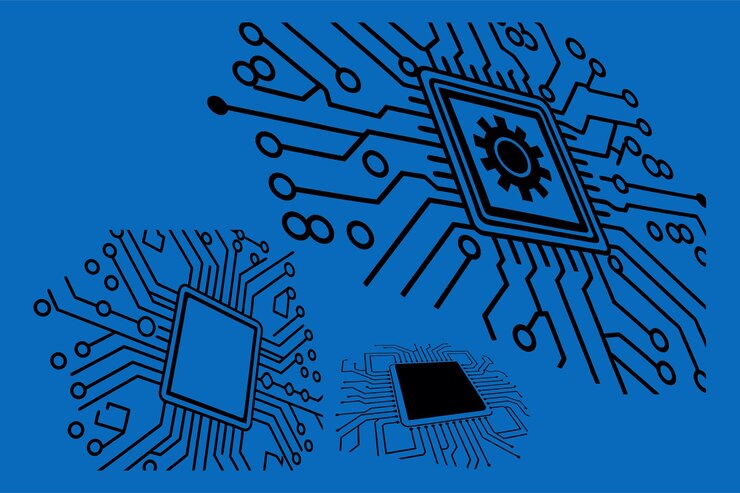 Vector futuristic circuit board blue tech background