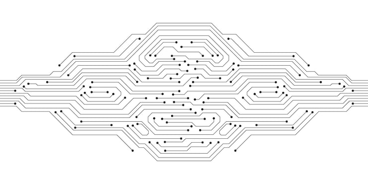Vector futuristic circuit board isolate on white background circuit board texture ai artificial intelligence motherboard and html code large data processing database concept vector illustration