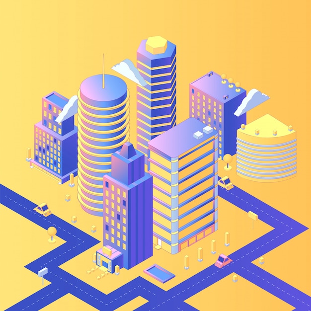 Vector futuristic city isometric