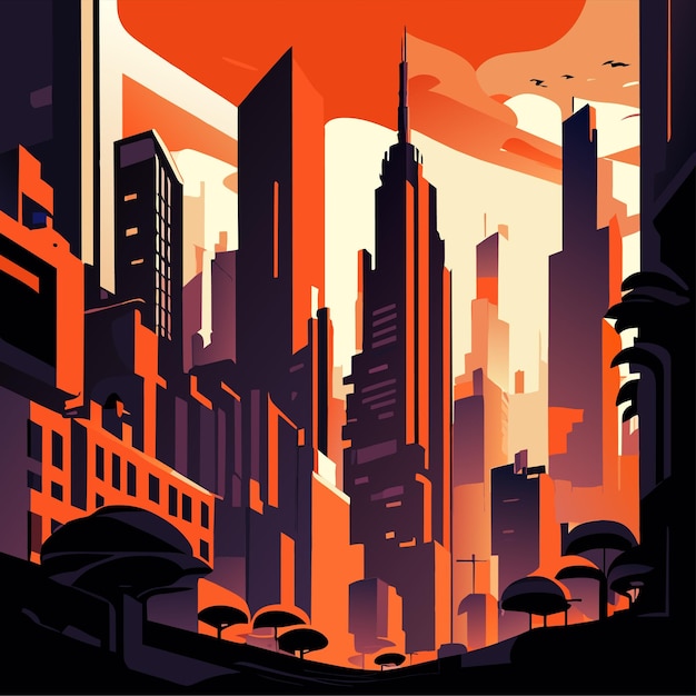 futuristic city view vector art