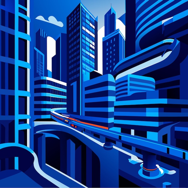 Vector futuristic city view vector art