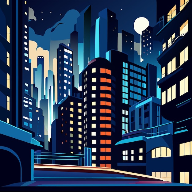 Vector futuristic city view vector art