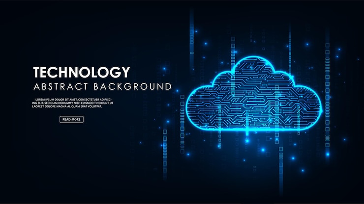 Vector futuristic cloud computing internet cyber technology concept abstract technology blue background