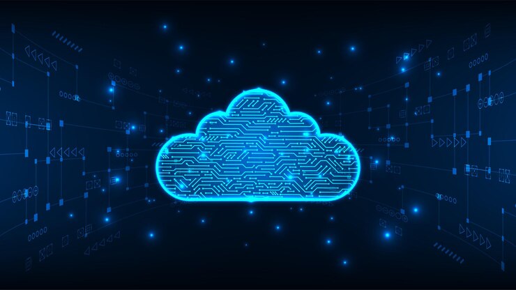 Vector futuristic cloud computing storage technology background digital data services innovation concept