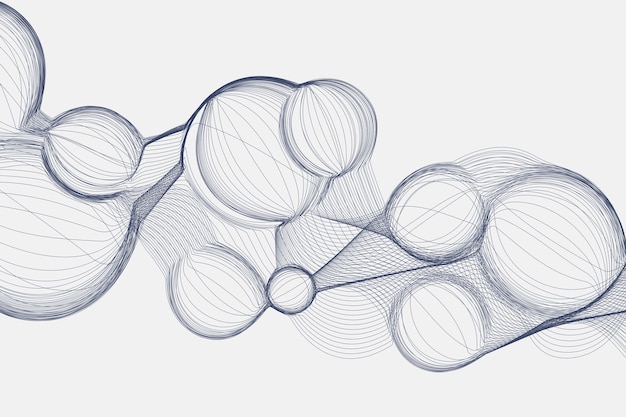 Футуристические контурные волны пузыря на белом фоне в стиле науки и техники