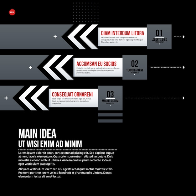 Modello futuristico grafico aziendale su sfondo nero. utile per presentazioni e supporti di marketing.