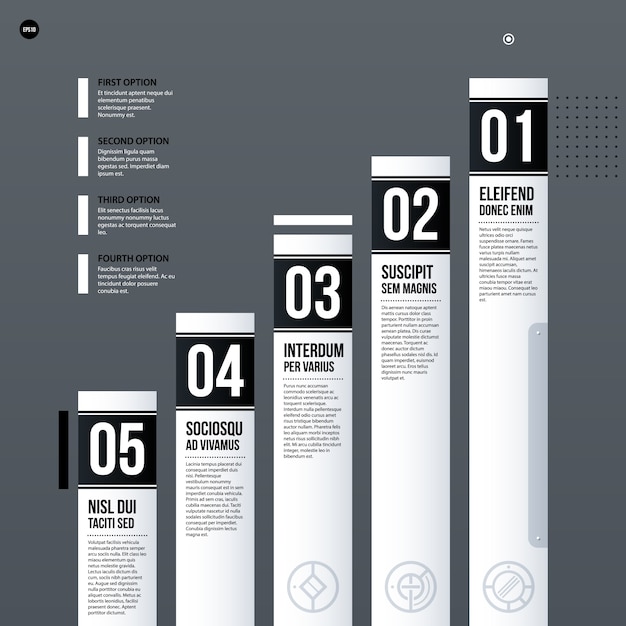 Futuristic corporate chart template on gray background. Useful for presentations and marketing media.