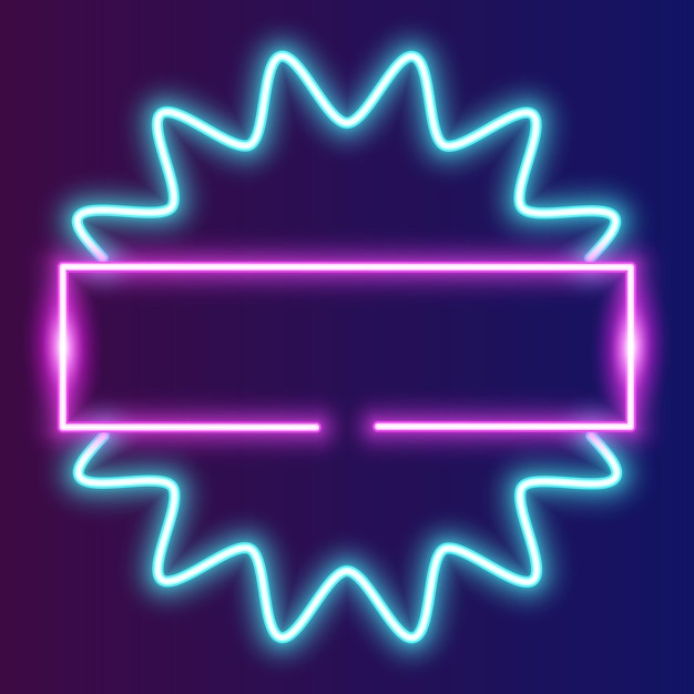 Futuristic cyber Neon frame border blue and pink neon glowing background