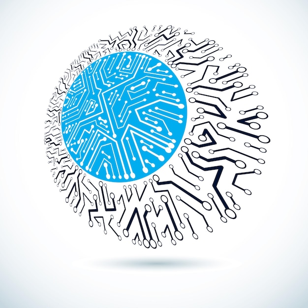 Futuristic cybernetic round scheme, vector motherboard illustration. Digital element, circuit board.