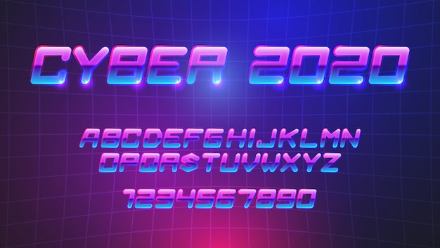 Vector futuristic cyberpunk fonts