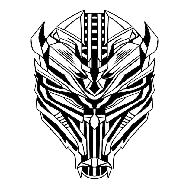 Vector futuristic cyberpunk mask vector outline art