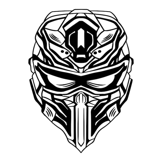 Vector futuristic cyberpunk mask vector outline art