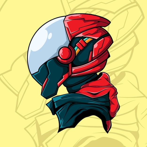 FUTURISTIC CYBERPUNK ROBOT HEAD ILLUSTRATION