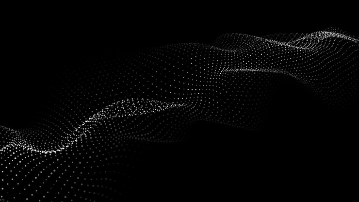 Vector futuristic dark background with a dynamic wave of particles big data vector illustration