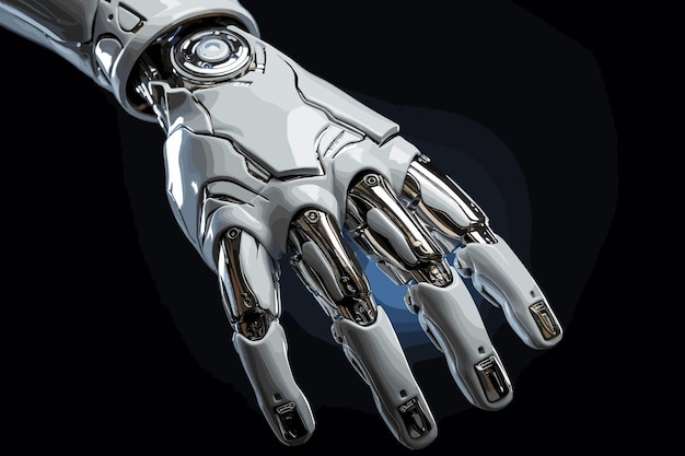 Vector futuristic design concept of robotic mechanical arm robotic hand shows vector