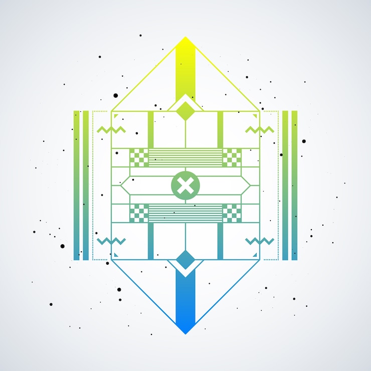 Vector futuristic design element with colorful gradient on white background. useful as poster or print.