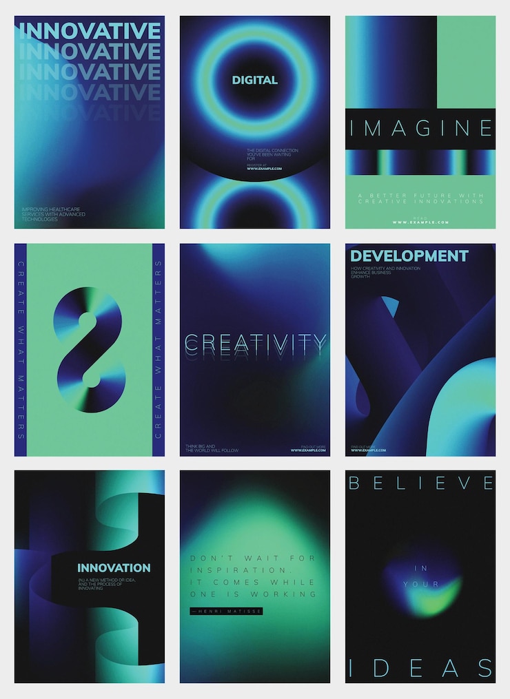 Vector futuristic digital innovation posters digital poster template set