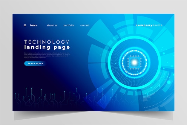 ベクトル 未来的なデジタル技術のランディング ページ テンプレート ベクトル