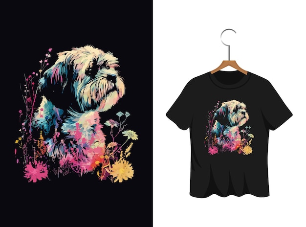 Futuristic dog t shirt illustration template