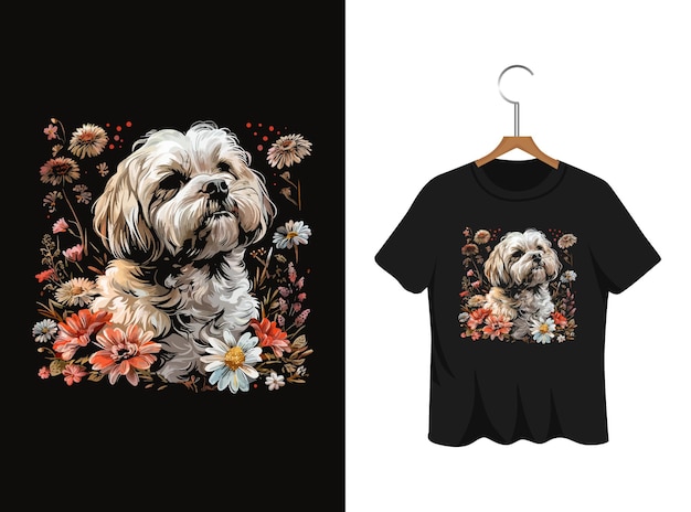 Futuristic dog t shirt illustration template