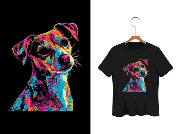Futuristic dog t shirt illustration template
