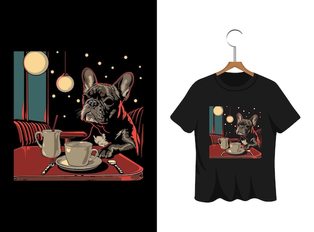 ベクトル 未来的な犬のtシャツのイラストテンプレート