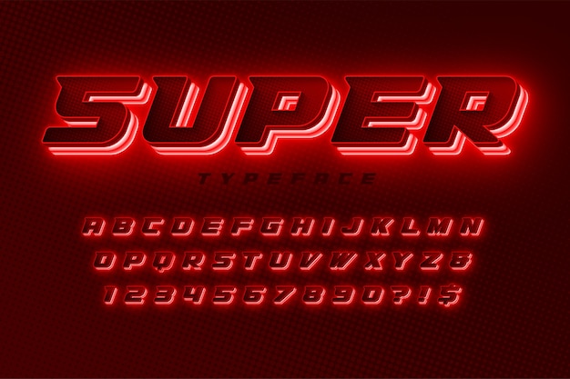 Futuristic dynamic alphabet, extra glowing font.