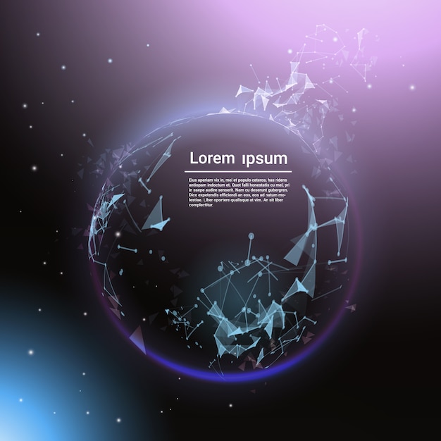 futuristic earth globe glowing on template low poly background template. polygonal world map