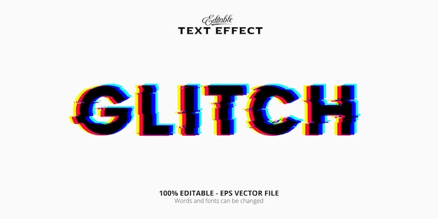 Vector futuristic and editable glitch text effect