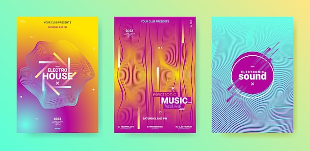 Futuristic edm party flyer techno dance music cover sound illustration