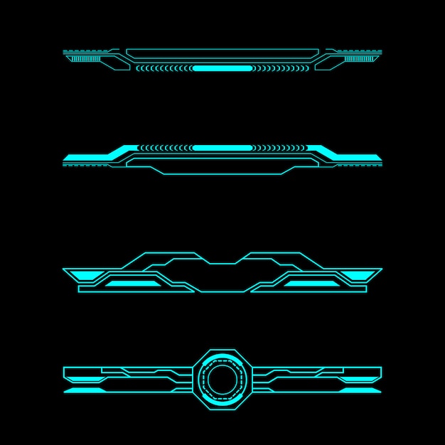 Futuristic elements header set interface control panel