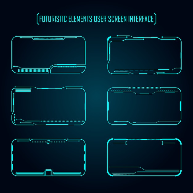 Vector futuristic elements user screen interface set