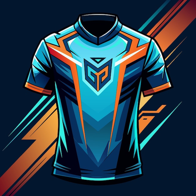 フューチュリスティックでファンタスティックなTシャツのジャージデザイン - スポーツレースサッカーゲーミング電子スポーツのベクトルに適しています