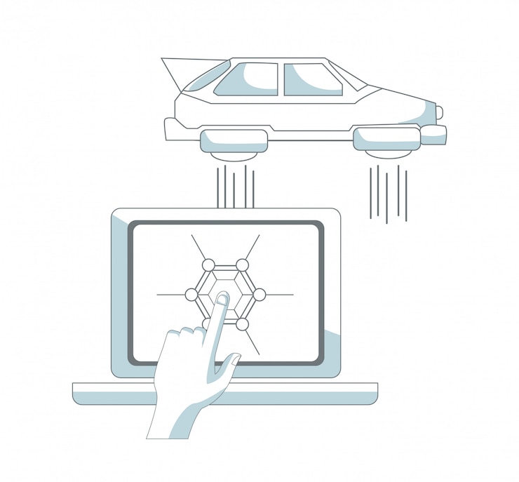 Vector futuristic flying car