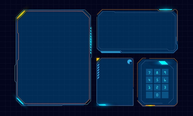 Vector futuristic frames cyberpunk hud square screen