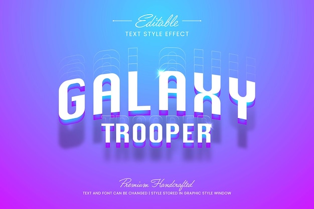 Vector futuristic galaxy trooper vector graphic style editable vector 3d text effect